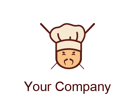 chopsticks behind man wearing chef hat