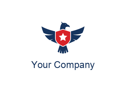 eagle behind shield with star