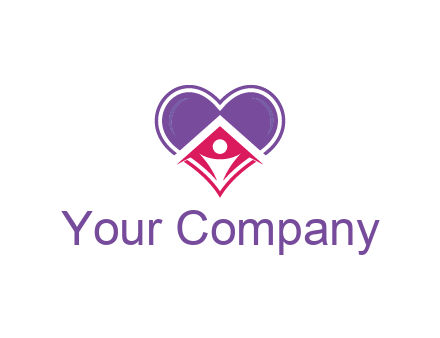 people icon in home joined with heart