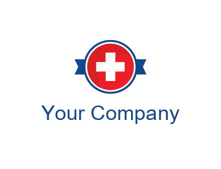 first aid sign in circle with ribbon