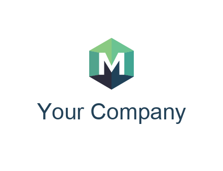letter M in polygonal hexagon