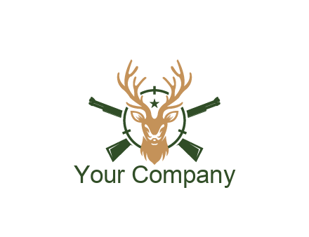hunting rifles behind deer head on target with star