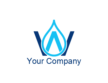line art water droplet forming letter W