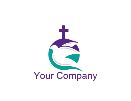 negative spacing dove in circle with cross