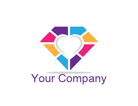 polygonal diamond with negative spacing heart