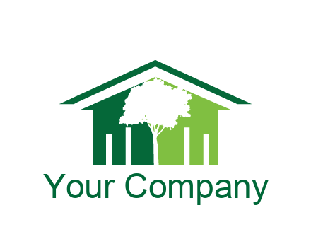 abstract house with negative spacing of tree home logo