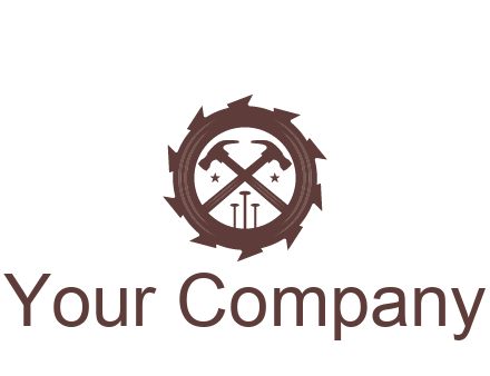 hammer and nails in blade construction logo