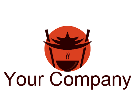 chopsticks with soup bowl food logo