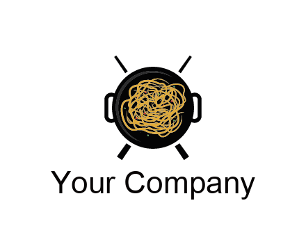 Chow Mein in wok with chopsticks restaurant logo 