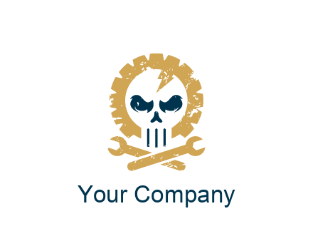 skull in gear with wrench engineering logo