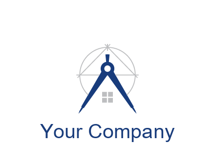 abstract house with compass construction logo