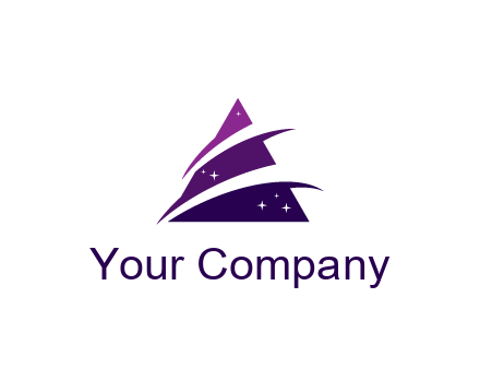 gradient triangle with swoosh and stars cleaning logo