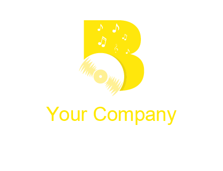 disk incorporated with letter b with music notes logo