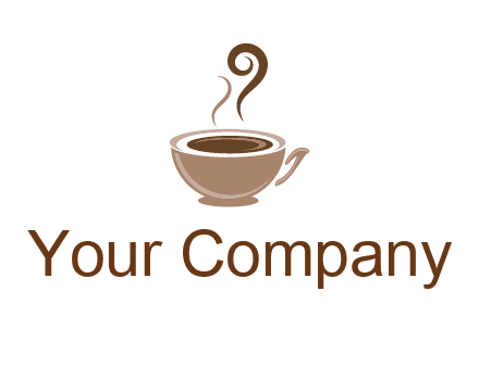 fancy coffee cup with steam beverage logo