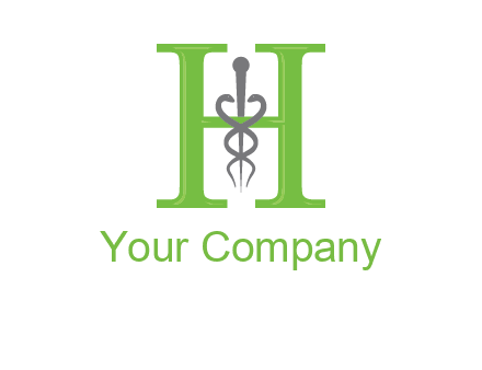 medical sign between the letter h logo