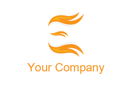 Fire forming letter e logo