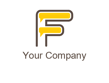 letter f incorporated with speech bubbles logo