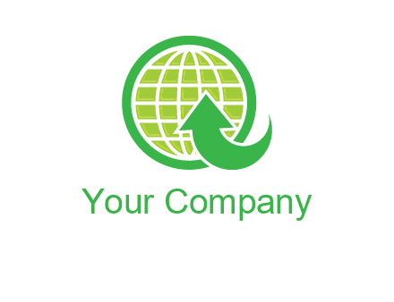 an arrow is placed in front of a globe embossed in a circle logo