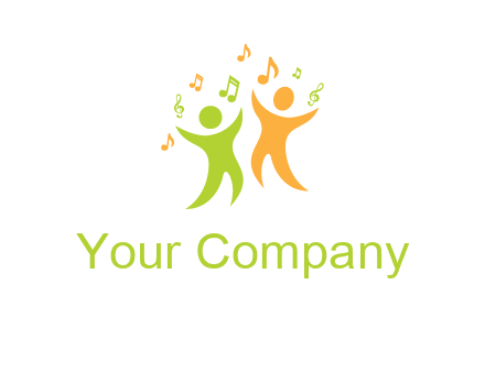 swoosh kids playing with music notes logo