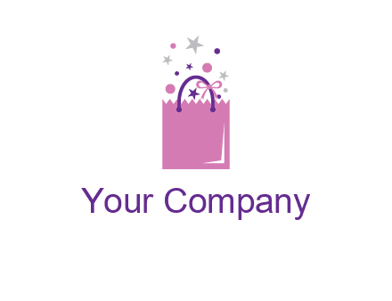 shopping bag with ribbons and stars logo