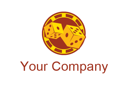 two dice and gambling chip logo