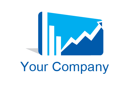 progressive bar and line graph rectangle finance logo