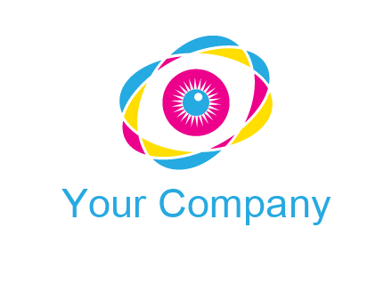 colorful abstract oval eye in center printing logo