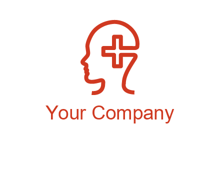 cross inside human head medical logo