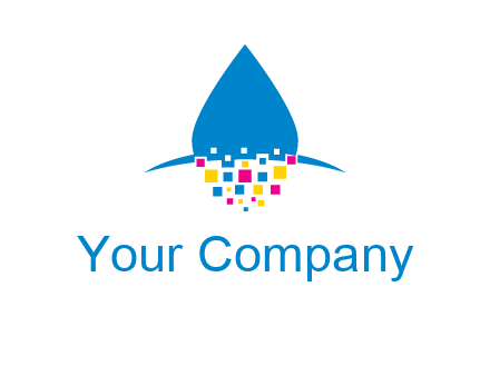 drop and pixels printing logo