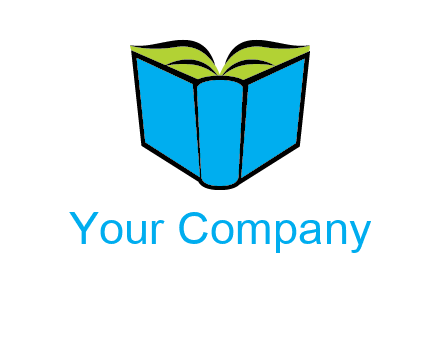 tilted open hardcover book logo