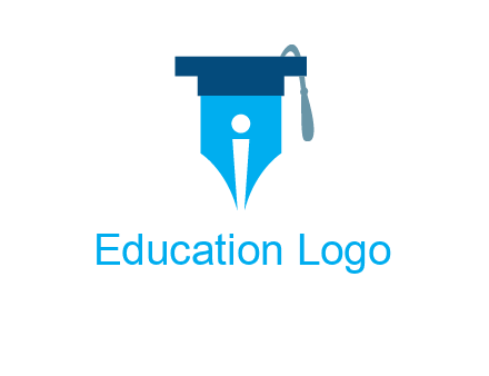 pen nib with scholarship hat education logo