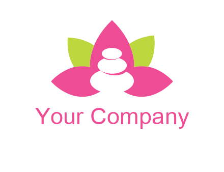 spa logo with hot stones inside leaves or lotus