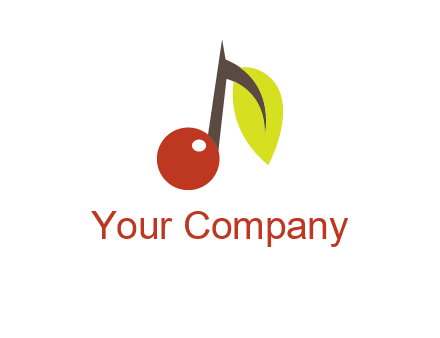 music note with a cherry and leaf logo
