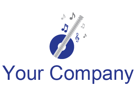 banjo or guitar logo with music notes