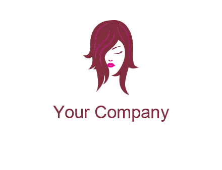 woman with closed eyes, red hair and pink lowlights logo