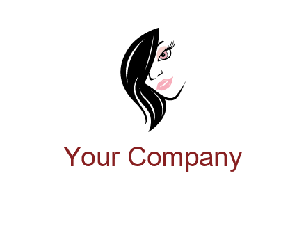 hair bangs covering half face of a woman logo