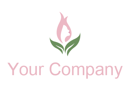 woman's hair like a bud with leaves logo
