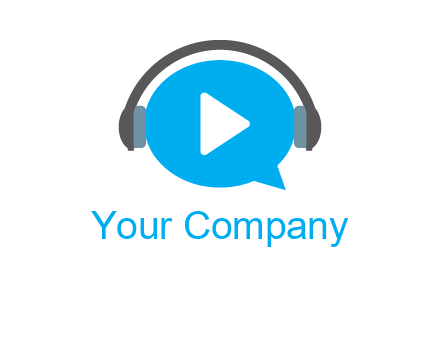 play button wearing headphones logo