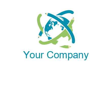pencil orbit around the globe logo