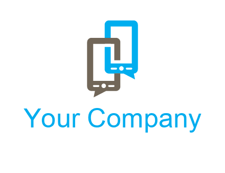 two cell phone incorporated with speech bubbles logo