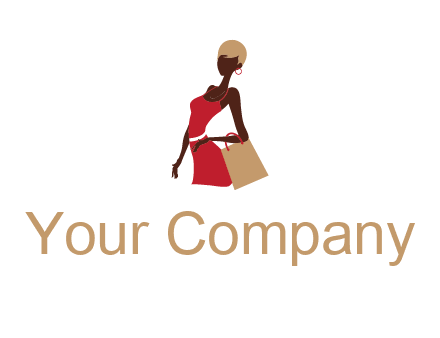 girl with fashionable dress holding shopping bag logo