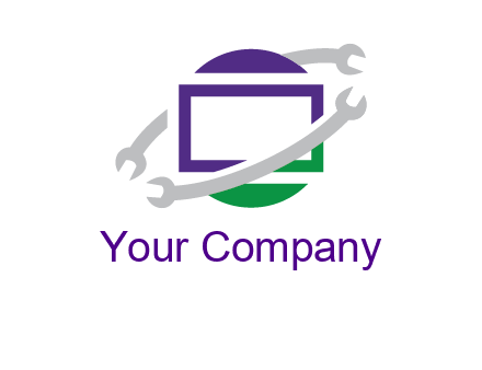 open end wrenches around monitor logo