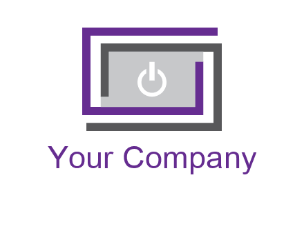 power button inside abstract monitor logo