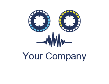 cassette reel with sound waves logo