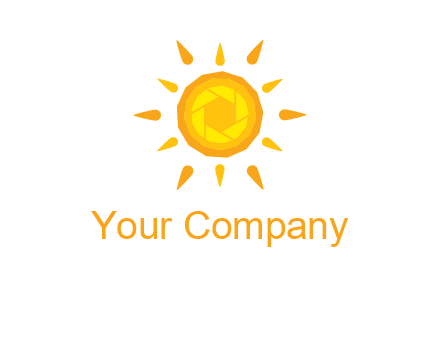 camera shutter inside abstract sun logo