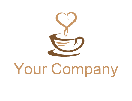 heart shape steam on coffee cup logo