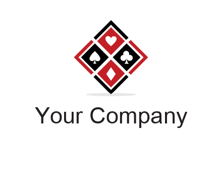 card suits in rhombus shape logo