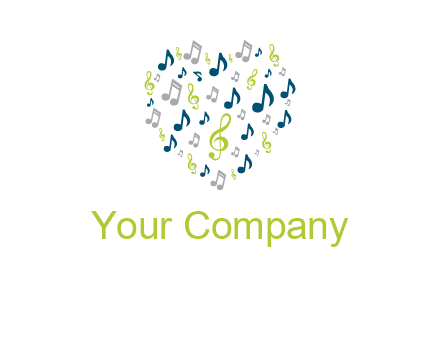heart shaped music notes logo icon