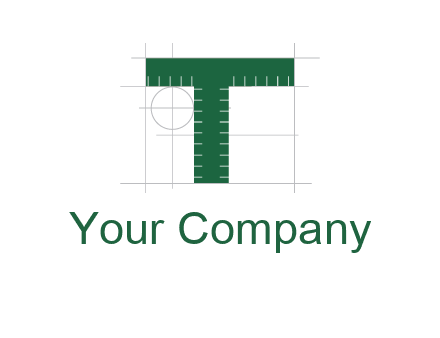 letter T as ruler construction logo