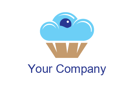 cloud forming cupcake with berry food logo